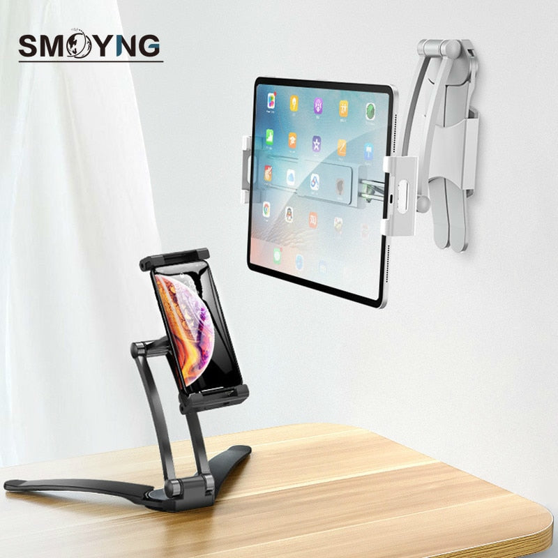 Aluminum Kitchen Desktop phone Tablet Holder Stand Flodable Adjustable 5-13 inch Tablet Phone Desktop Mount For iPad Pro 12.9