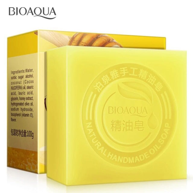 BIOAQUA Natural Essential Oil Soap Remove Acne Face Soap Bamboo Charcoal Soap Goat Milk Soap Honey Rose Jasmine lavender soap
